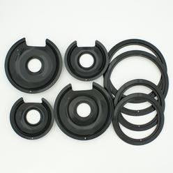 Range Kleen Drip Pan & Trim Ring Porcelain/Black 2 6-inch & 2 8-inch each, 8 Pk