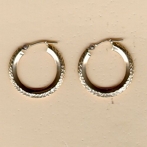 14k Yellow Gold Diamond Cut Edge Hoop Earrings 14k Yellow Gold Diamond Cut Edge Hoop Earrings