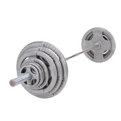 Body-Solid (OST400S 400-Pound Steel Grip Olympic Barbell Set with 7 ft. Chrome Bar for Weight Lifting and Strength Training