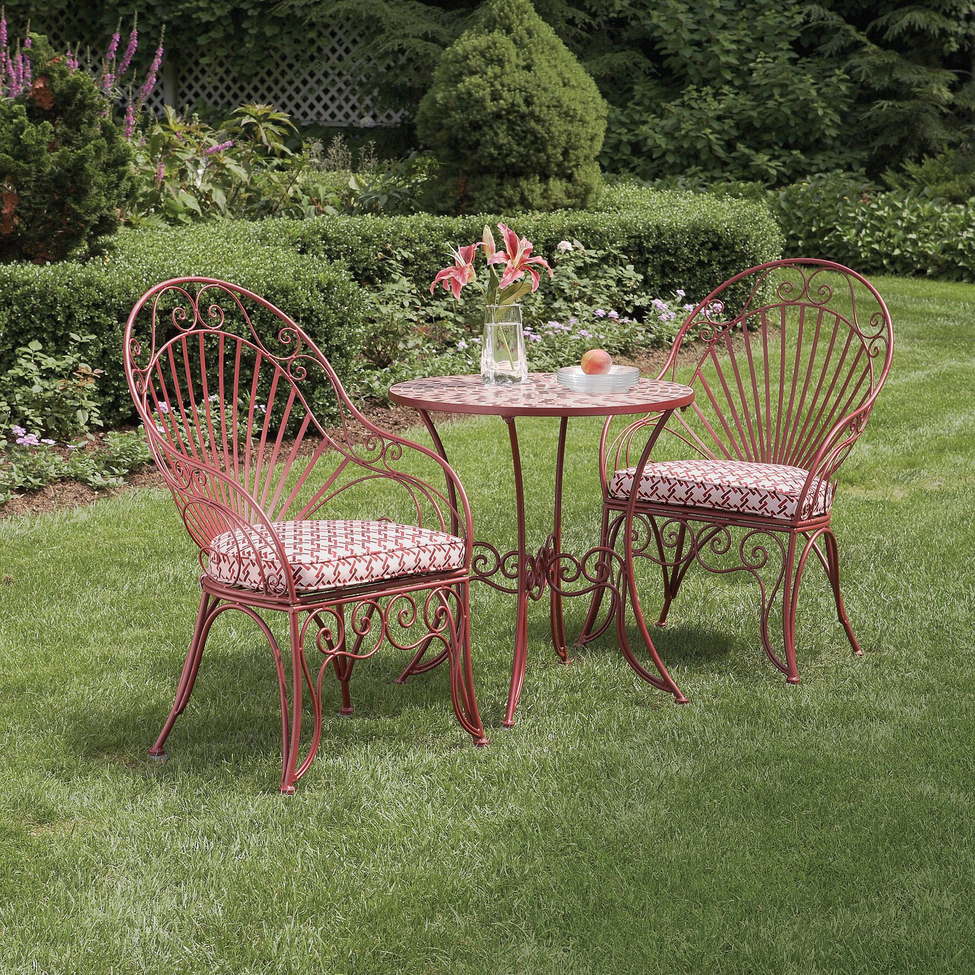 Garden Oasis - L-BS299SST-1 - Wrought Iron Bistro Set with ... Garden Oasis - L-BS299SST-1 - Wrought Iron Bistro Set with ... on Outdoor Living Iron Mosaic id=85033