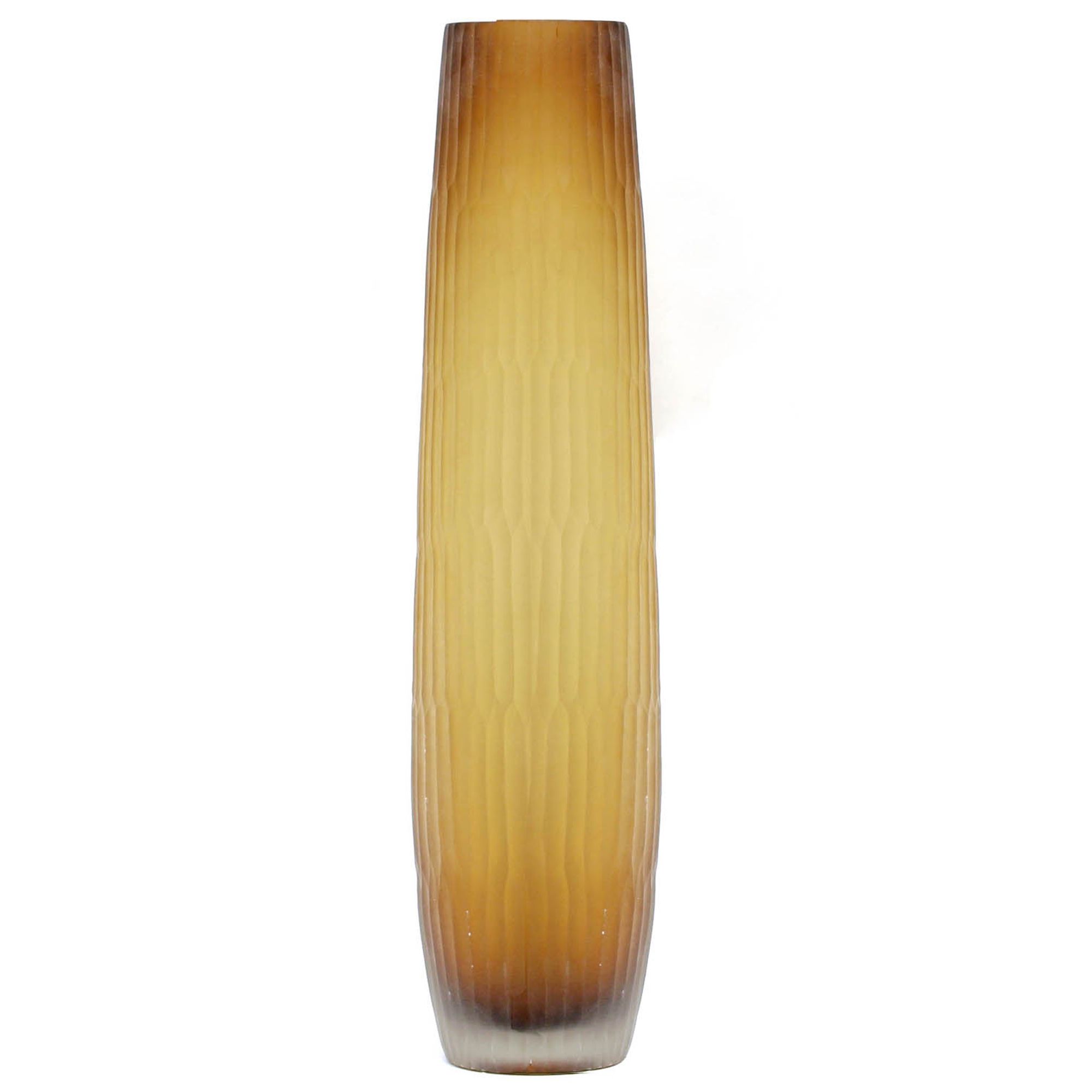 Aussem Glassware Amber Etched Vase-Large