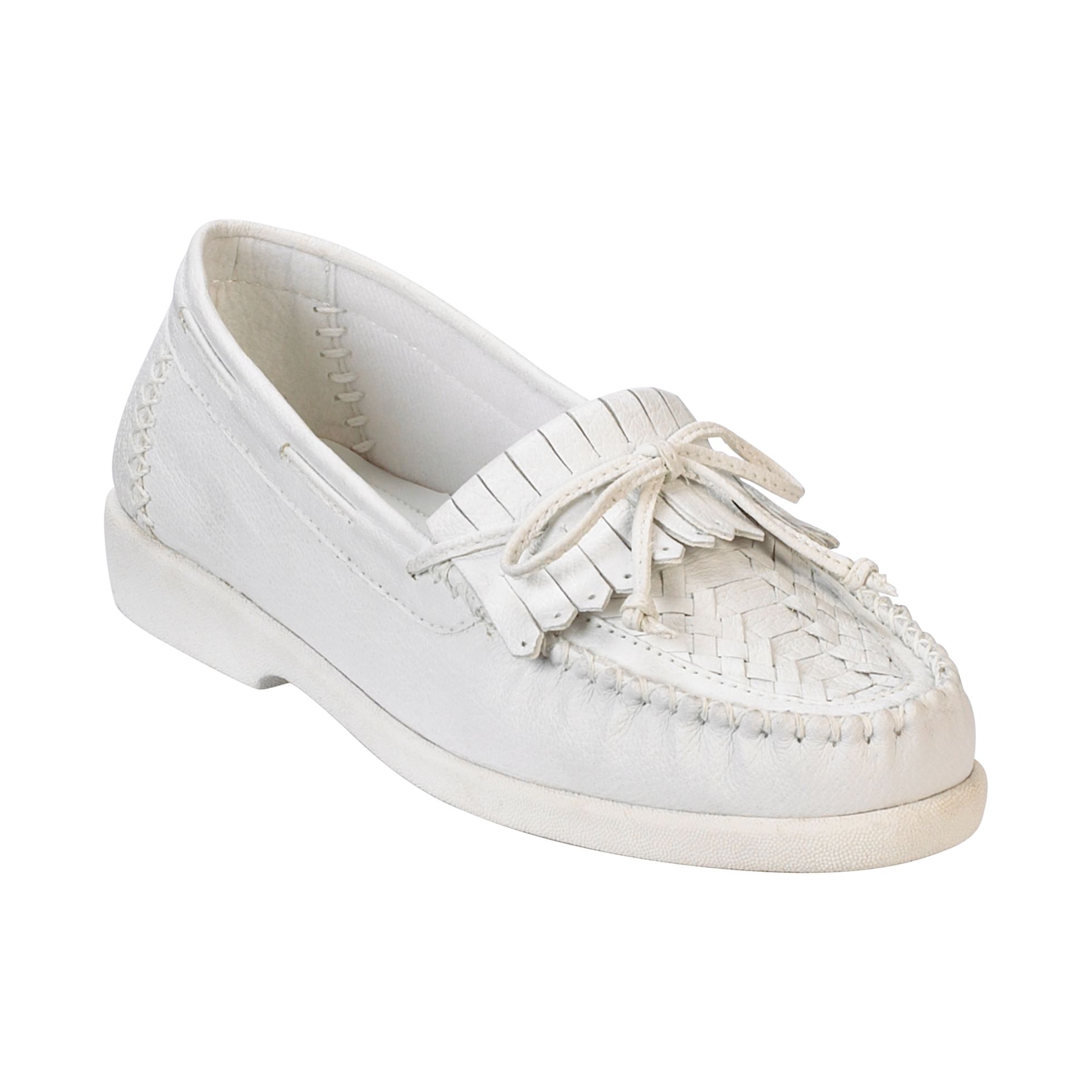 Basic Editions Women's Eloise Leather Moccasin Wide Width - White