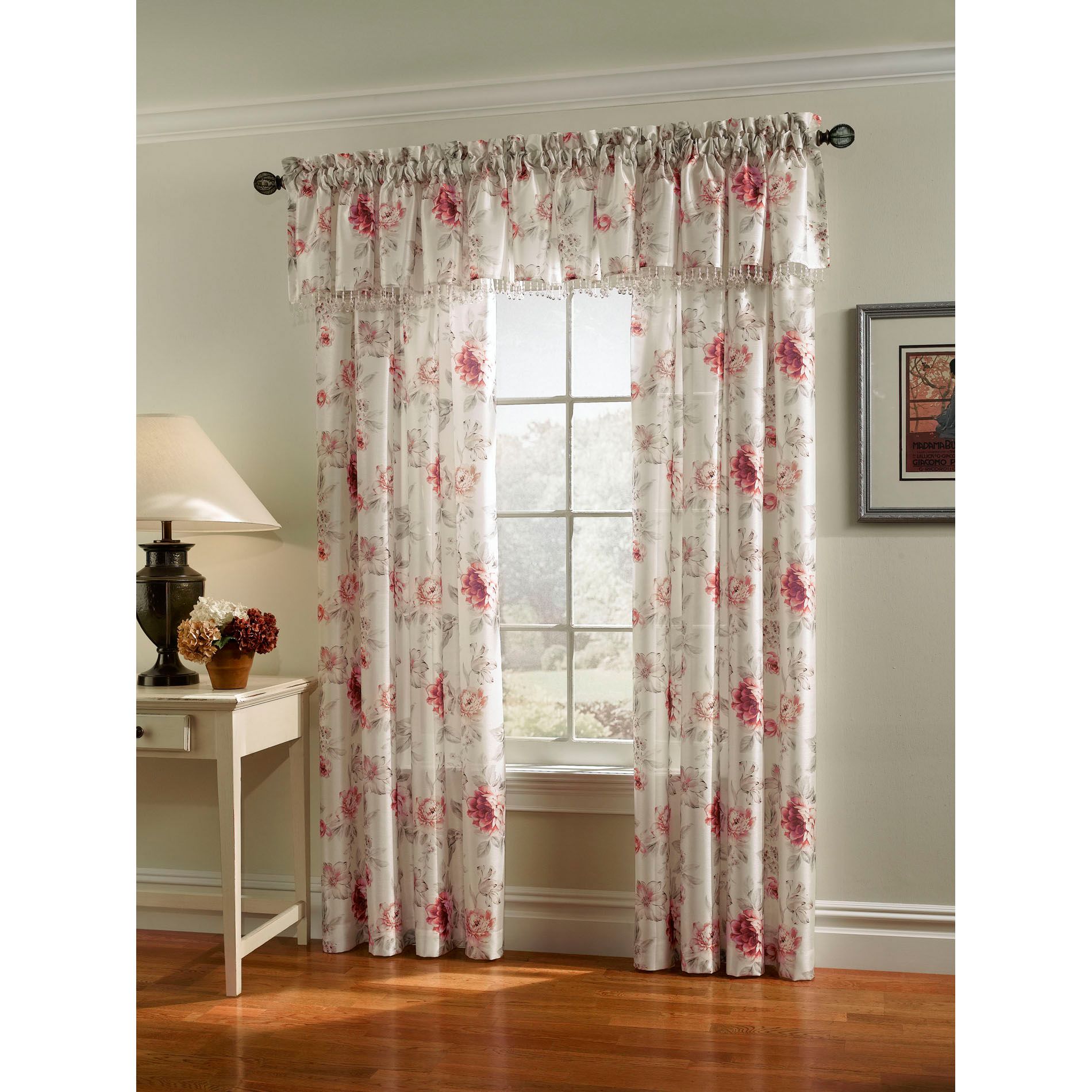 Jaclyn Smith Rose Floral Faux Silk Panel