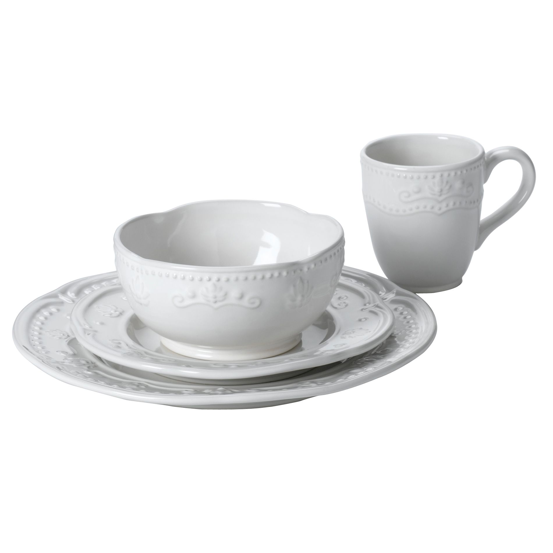 Jaclyn Smith Scalloped Floral White 16 Piece Dinnerware Set Shop Your