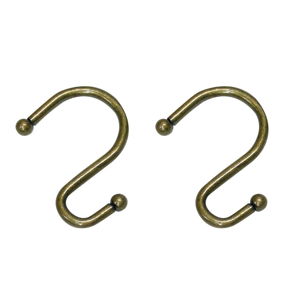Cannon Metal S Hook Antique Brass Shower Curtain Hooks