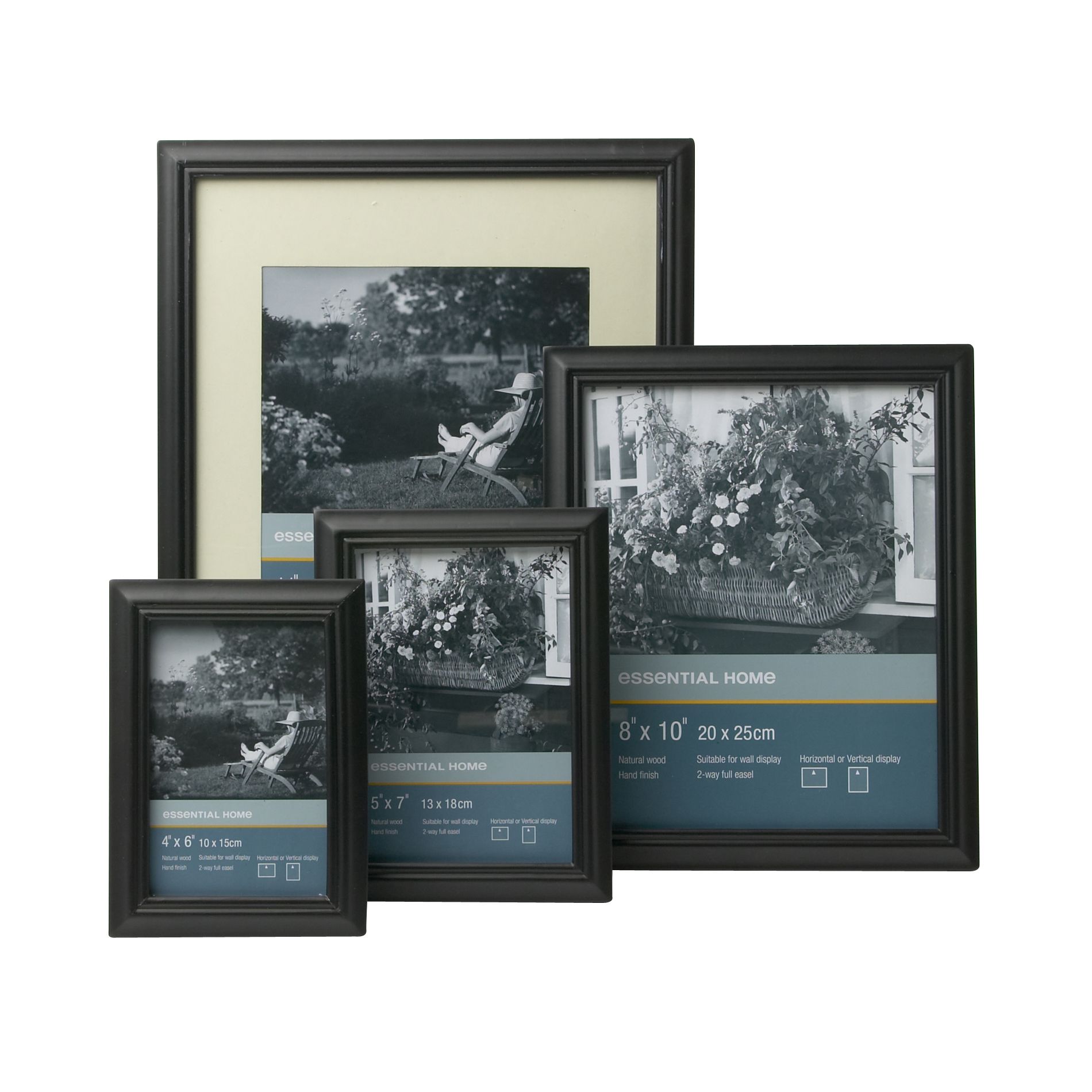 Essential Home Ribbed Black Picture Frame Collection