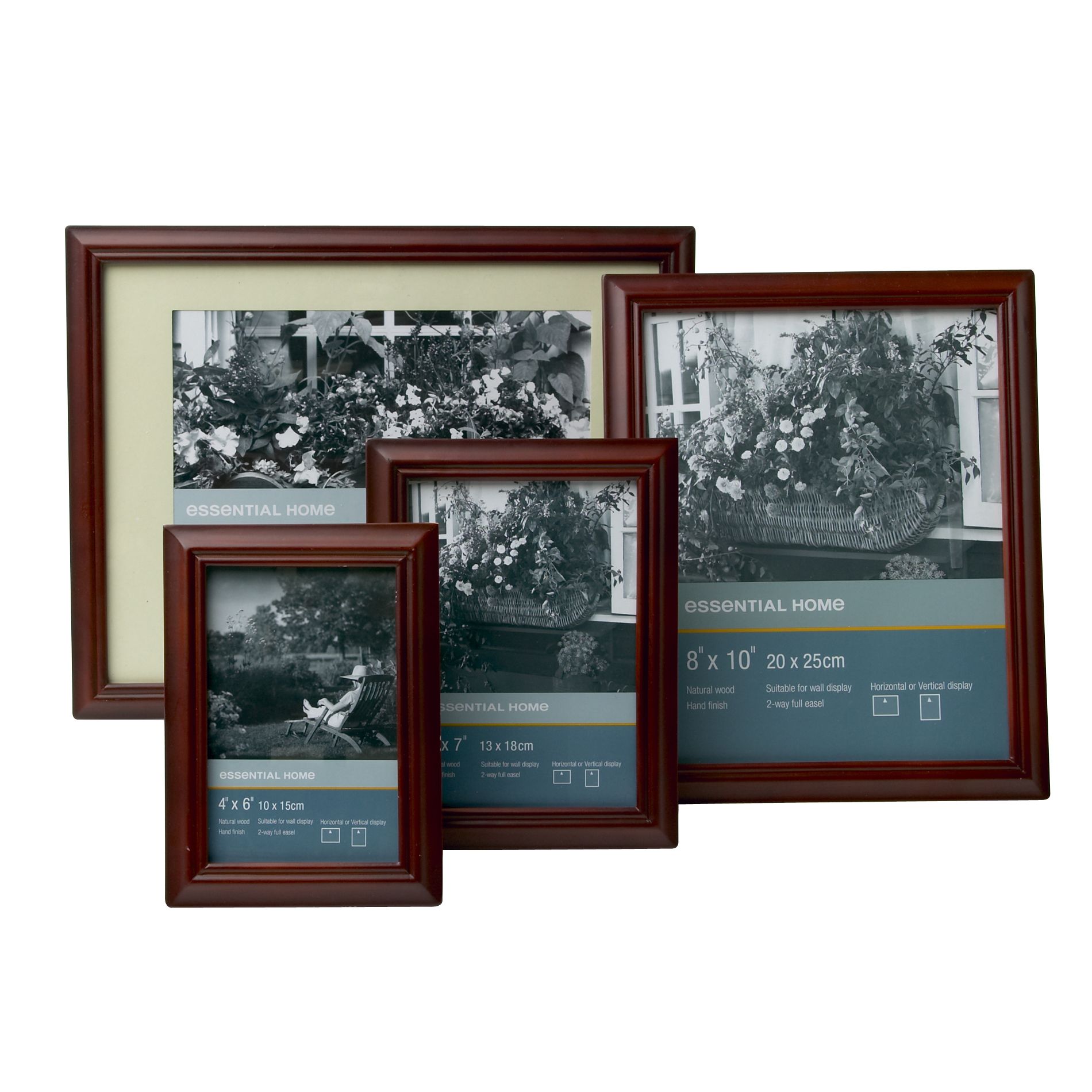 Essential Home Ribbed Mahogany Picture Frame Collection