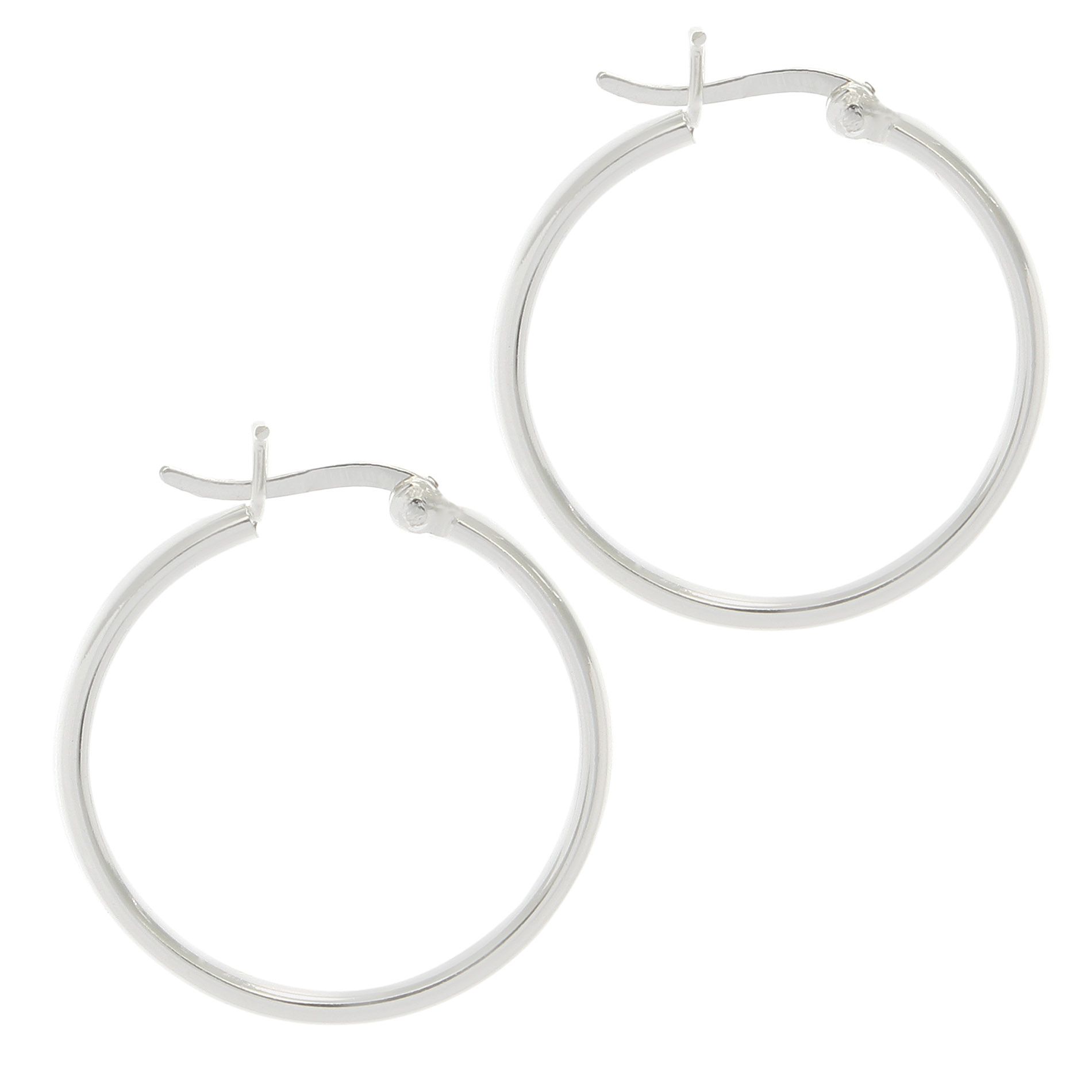 Sterling Silver Polished Thin Medium Hoop Earring - Jewelry - Earrings