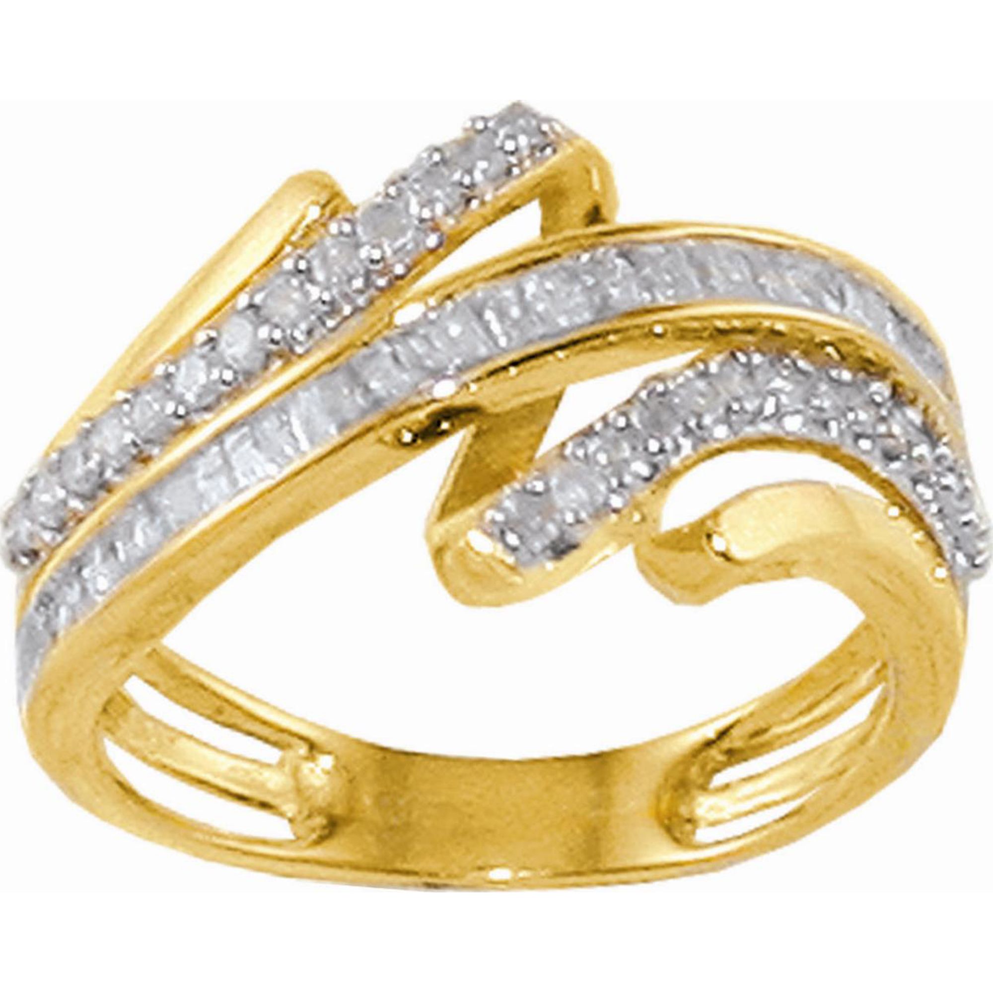 1/2 cttw Round and Baguette Diamond Band Ring in 10k Yellow Gold