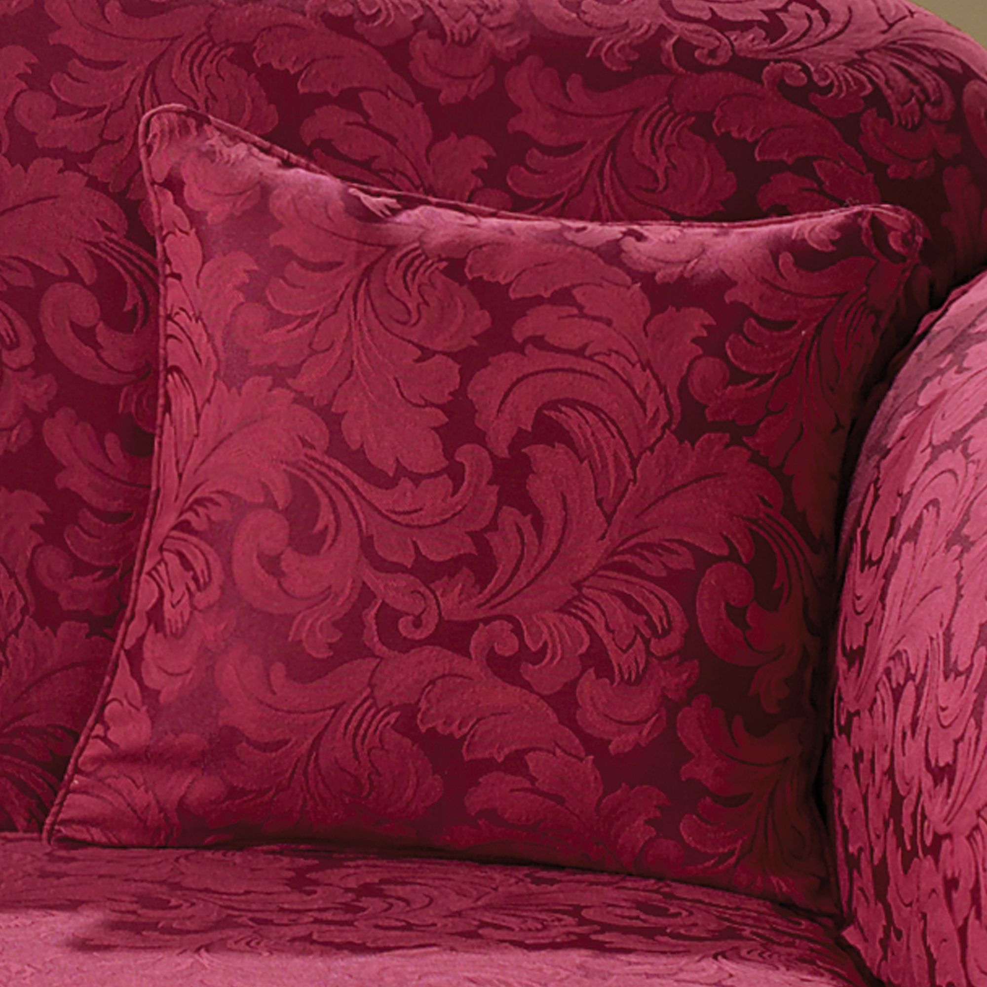 Sure Fit Scroll Burgundy Pillow