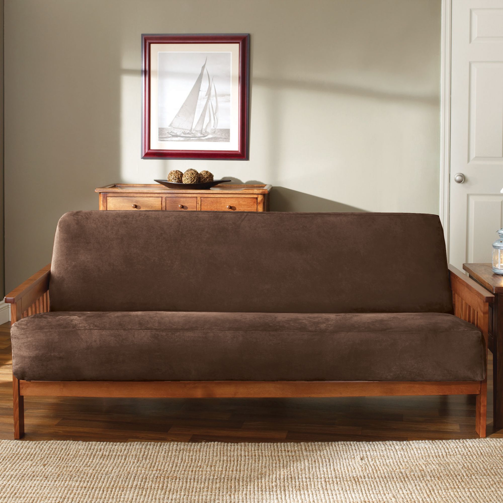 Sure Fit Soft Suede Chocolate Futon Slipcover