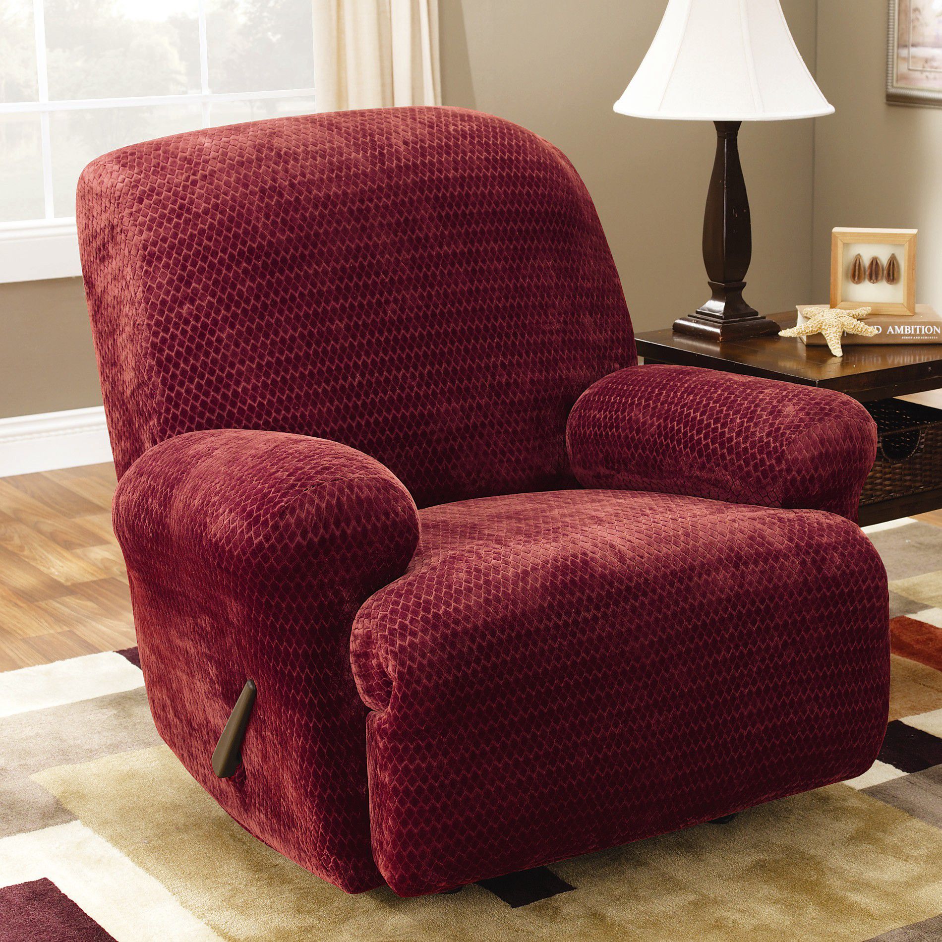 Sure Fit Stretch Royal Diamond Wine Recliner Slipcover