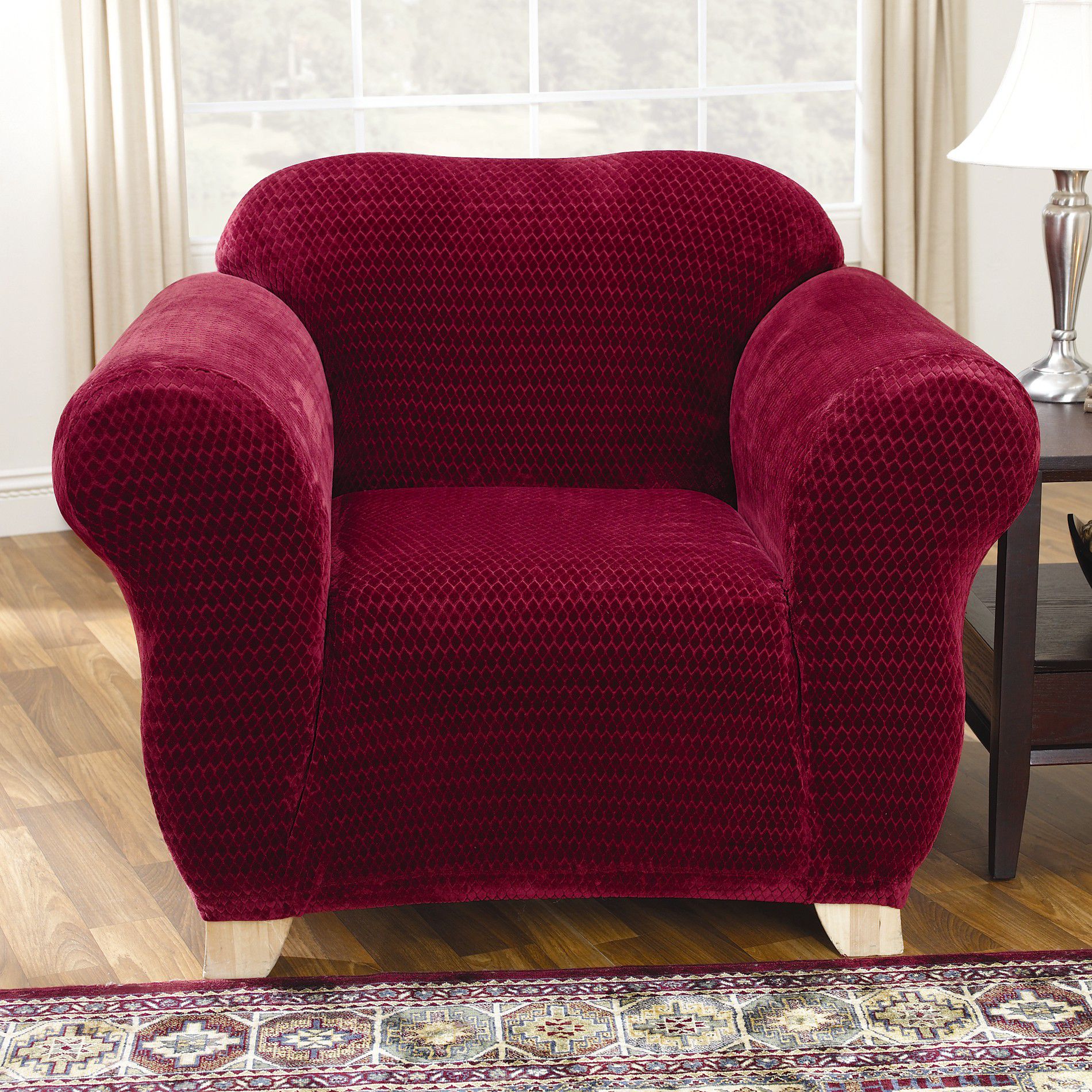 Sure Fit Stretch Royal Diamond Wine Chair Slipcover