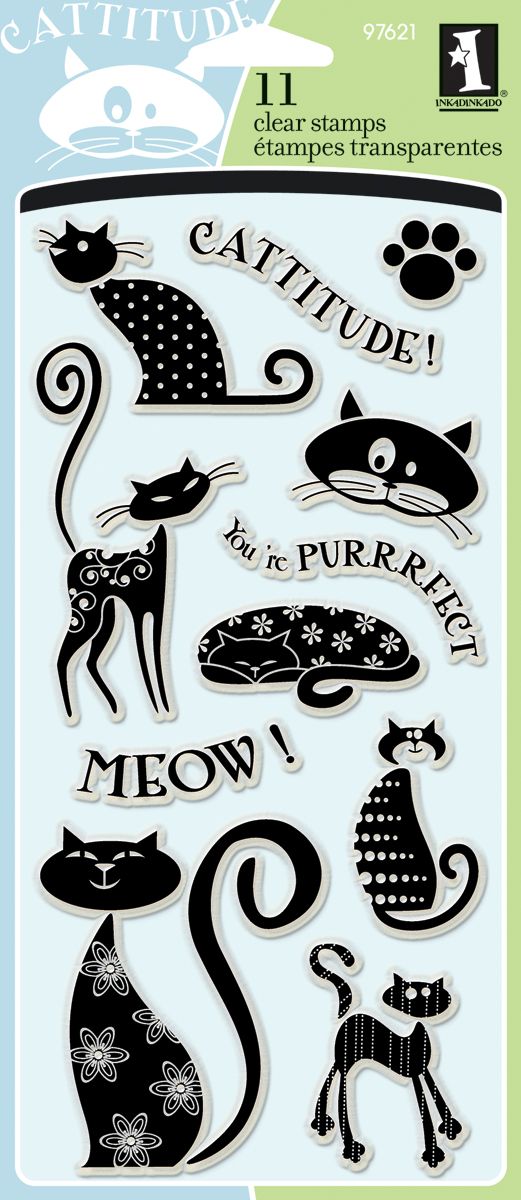 Inkadinkado Cats      -Clear On Clear Stamp