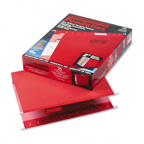 Pendaflex PFX4152X2RED 2" Hanging File Folder, Kraft, Letter, Red