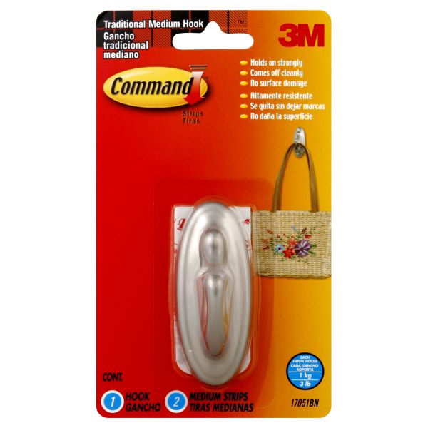 3M Command Traditional Hook, Medium, 1 set