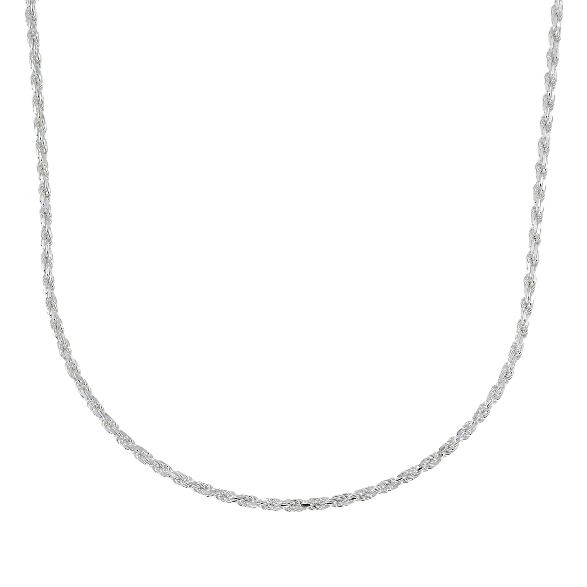 Sterling Silver Diamond Cut Rope Necklace
