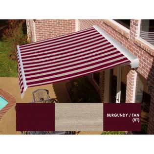 BeautyMark® DESTIN® LX Motorized Retractable Awning with Hood Burgundy/Tan Outdoor Living