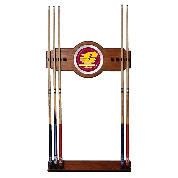 Trademark Central Michigan University Wood and Mirror Wall Cue Rack