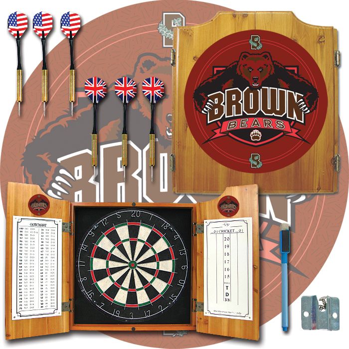 Trademark Brown University Dart Cabinet with Darts and Board