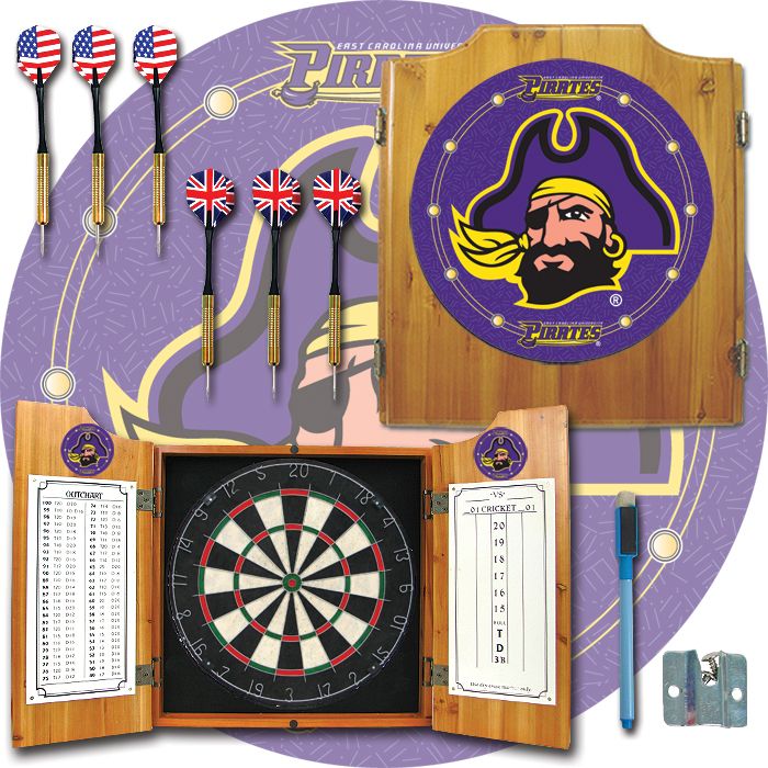 Trademark East Carolina U. Dart Cabinet - Includes Darts and Board