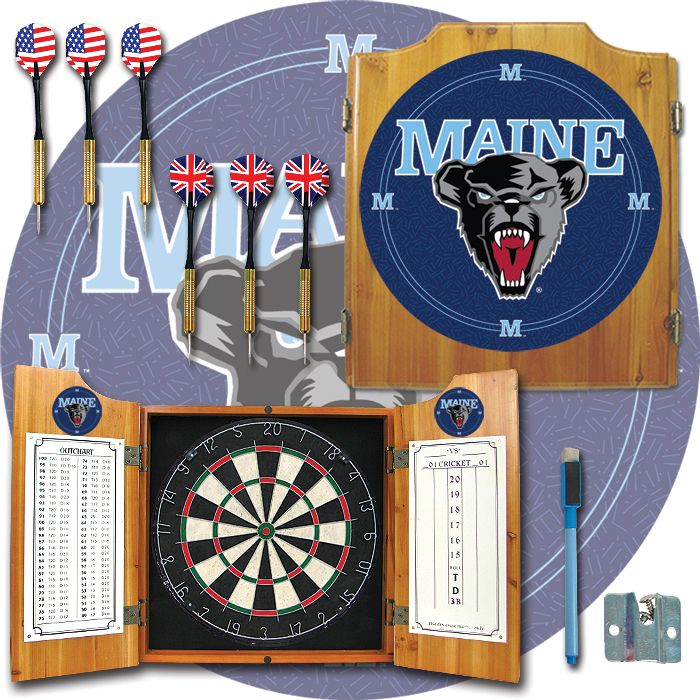 Trademark University of Maine Dart Cabinet with Darts and Board