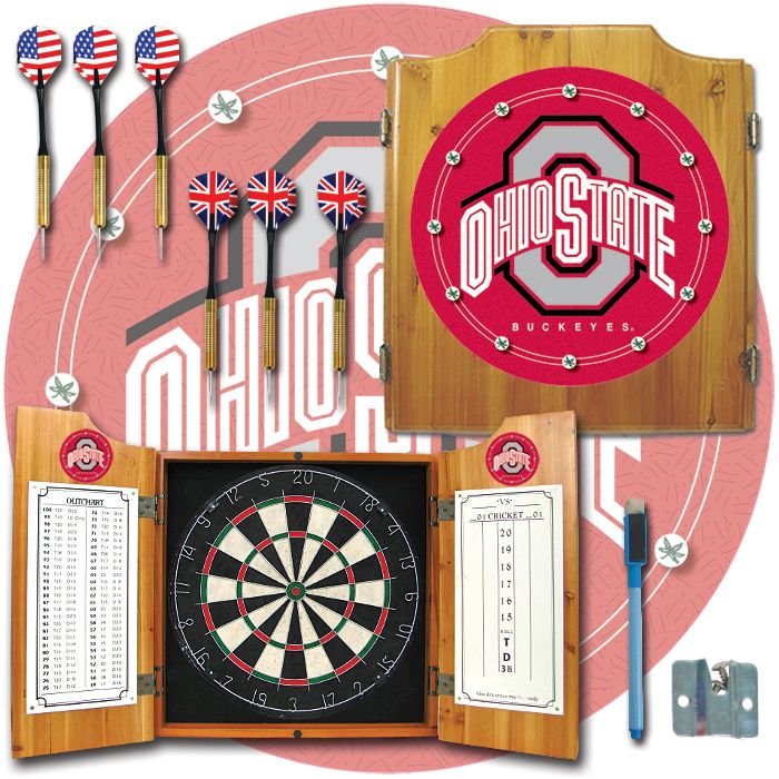 Trademark Ohio State University Dart Cabinet Includes Darts and Board