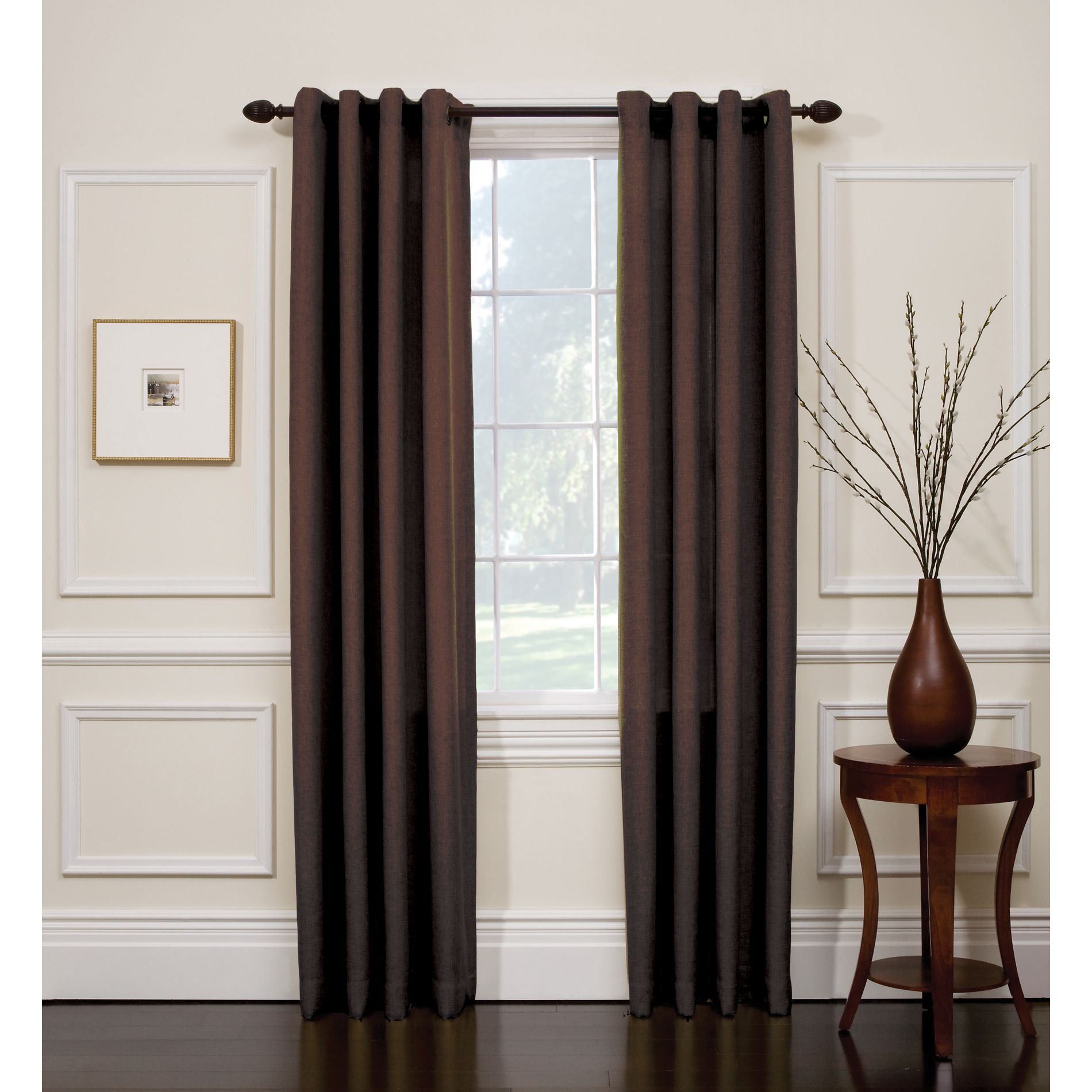 Jaclyn Smith Espresso Hopsack Window Panel With Grommets