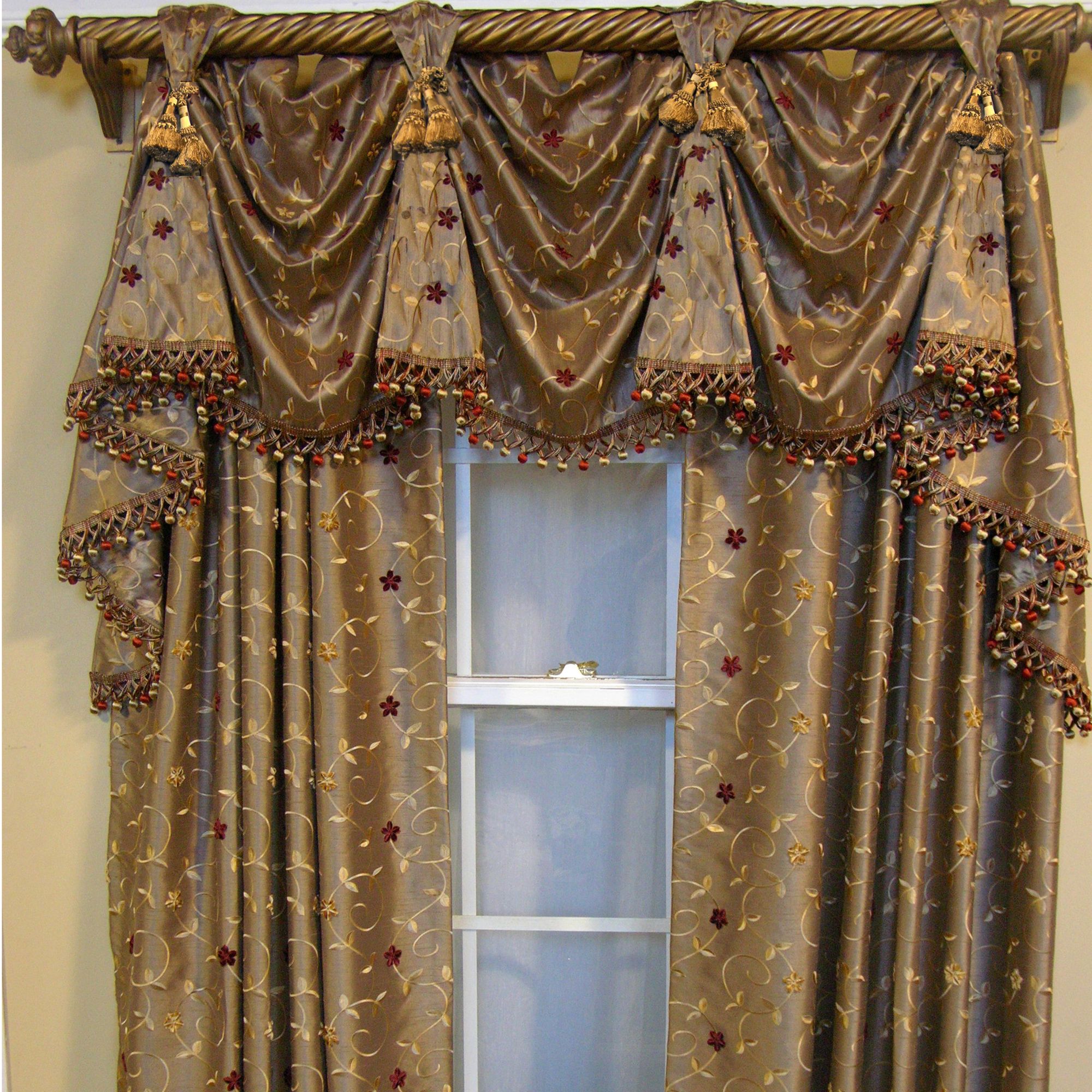 RL Fisher Embroidered Paradise Window Tailored Valance, 54 x 36