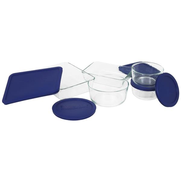 Pyrex 10 Piece Glass Container Storage Set With Covers, Blue