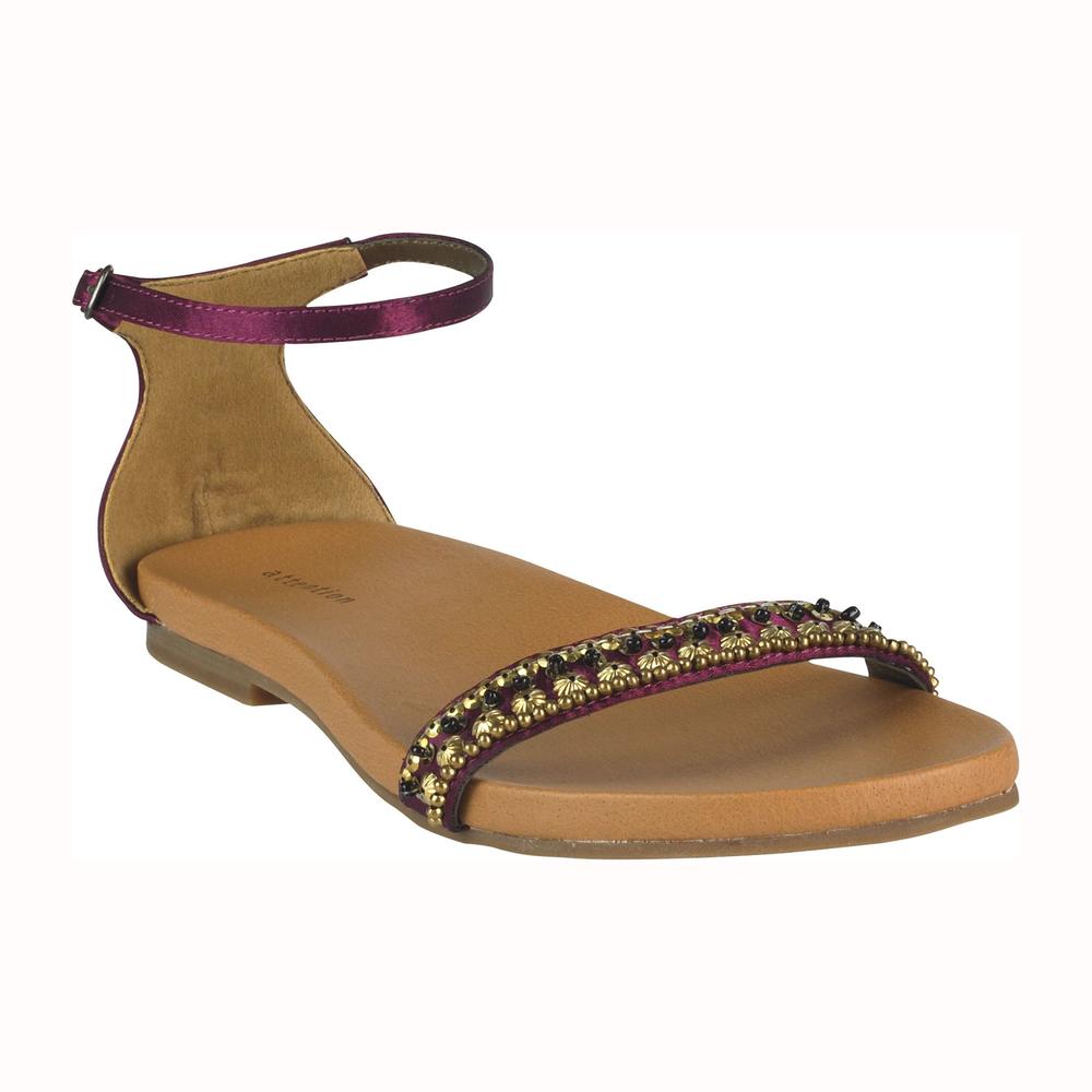 Attention Women's Zelma Open Toe Flat Sandal &ndash; Purple