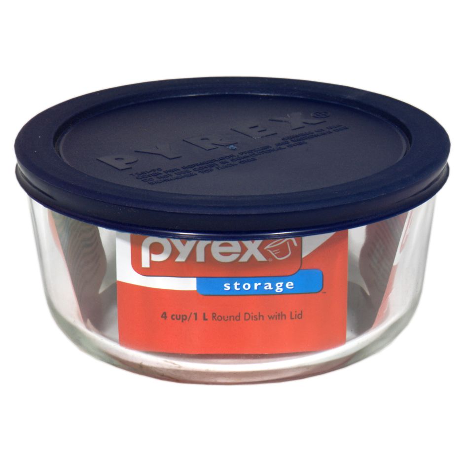 Pyrex Storage Round Dish with Lid, 4 Cup/1 L, 1 dish