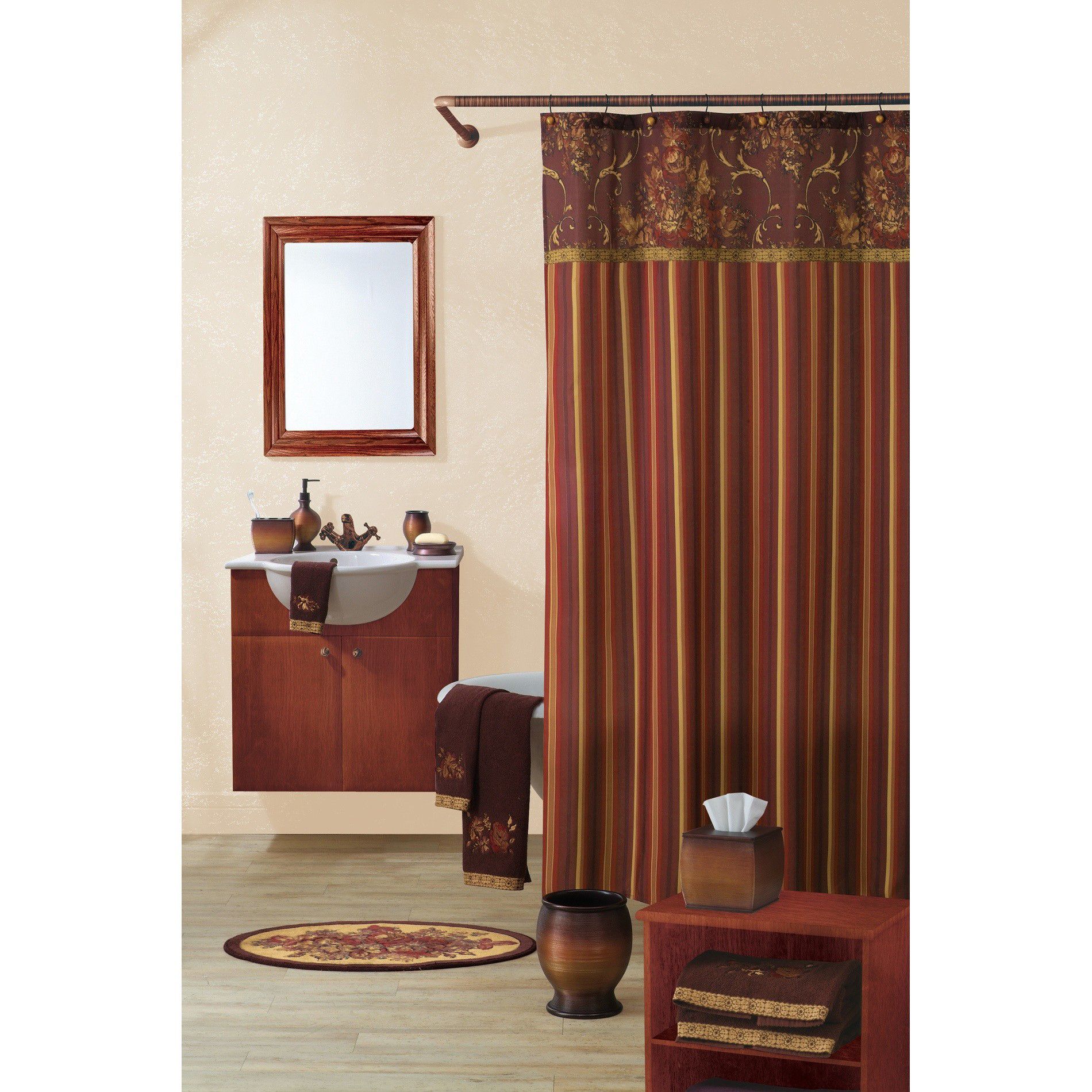 Country Living Bouquet Of Roses Fabric Shower Curtain 70x72