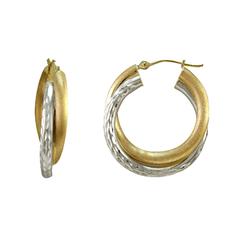 10kt Gold and Sterling Silver Hoop Earrings