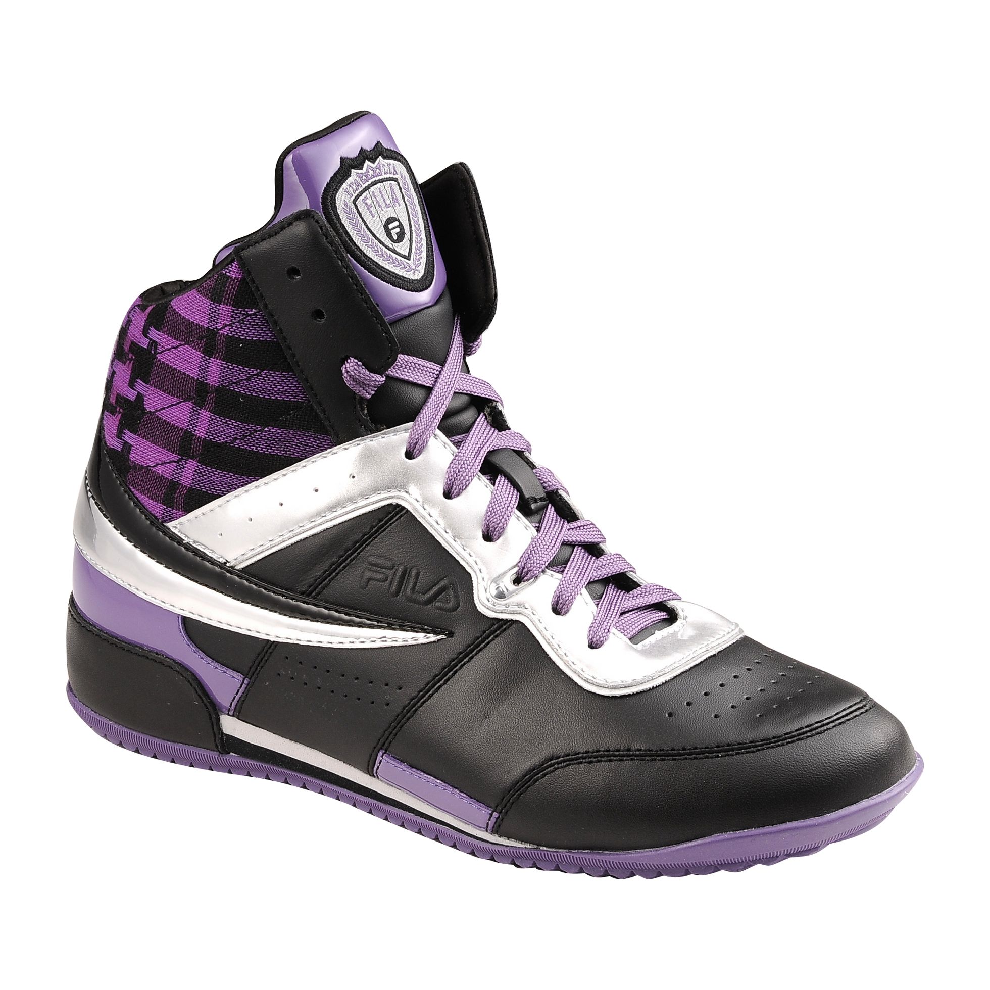 black and purple fila shoes