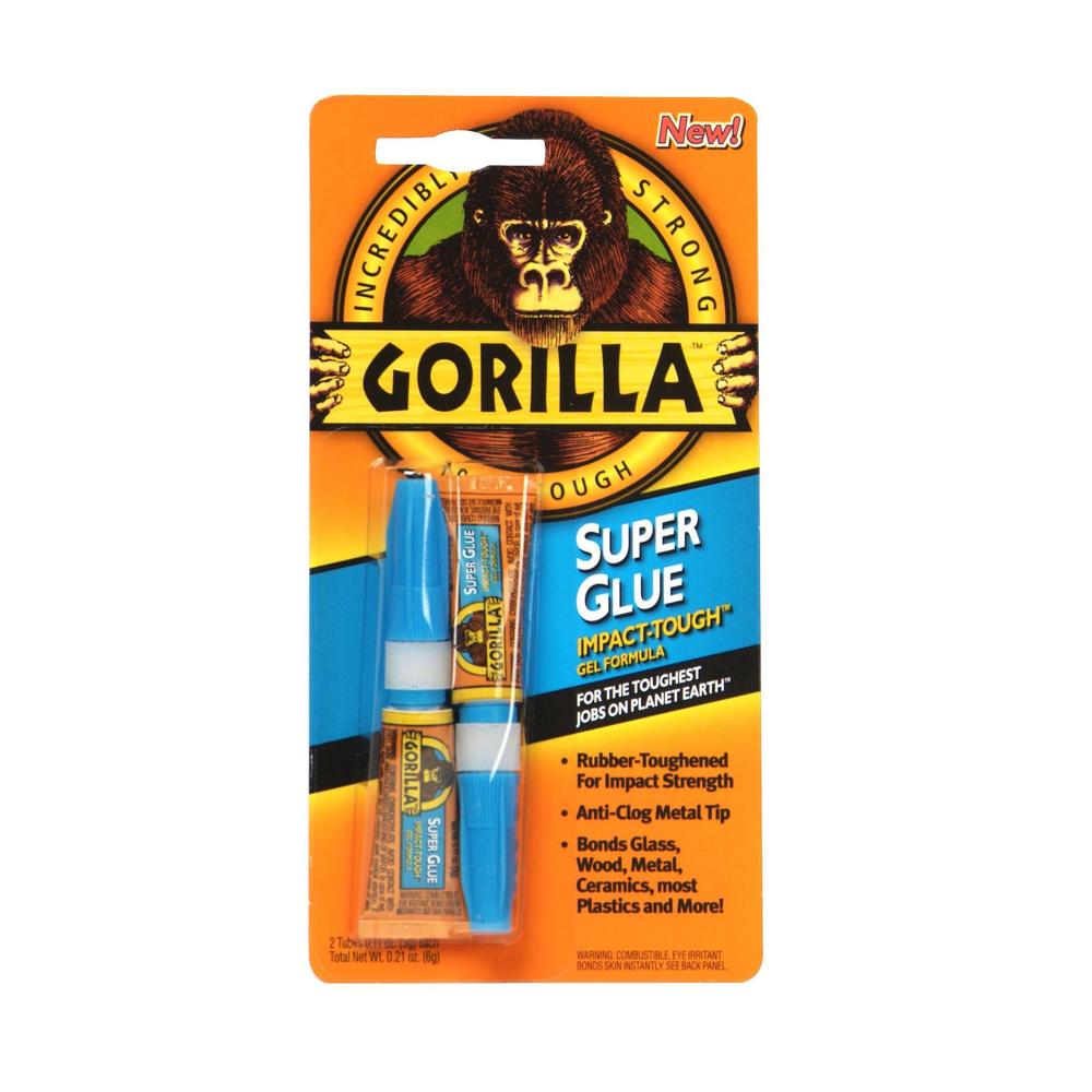 Gorilla Glue Gorilla Super Glue, 2 - 0.11 oz (3 g) tubes [0.22 oz (6 g)]