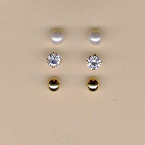 14k Yellow Gold Three Pair Earring Set 14k Yellow Gold Three Pair Earring Set