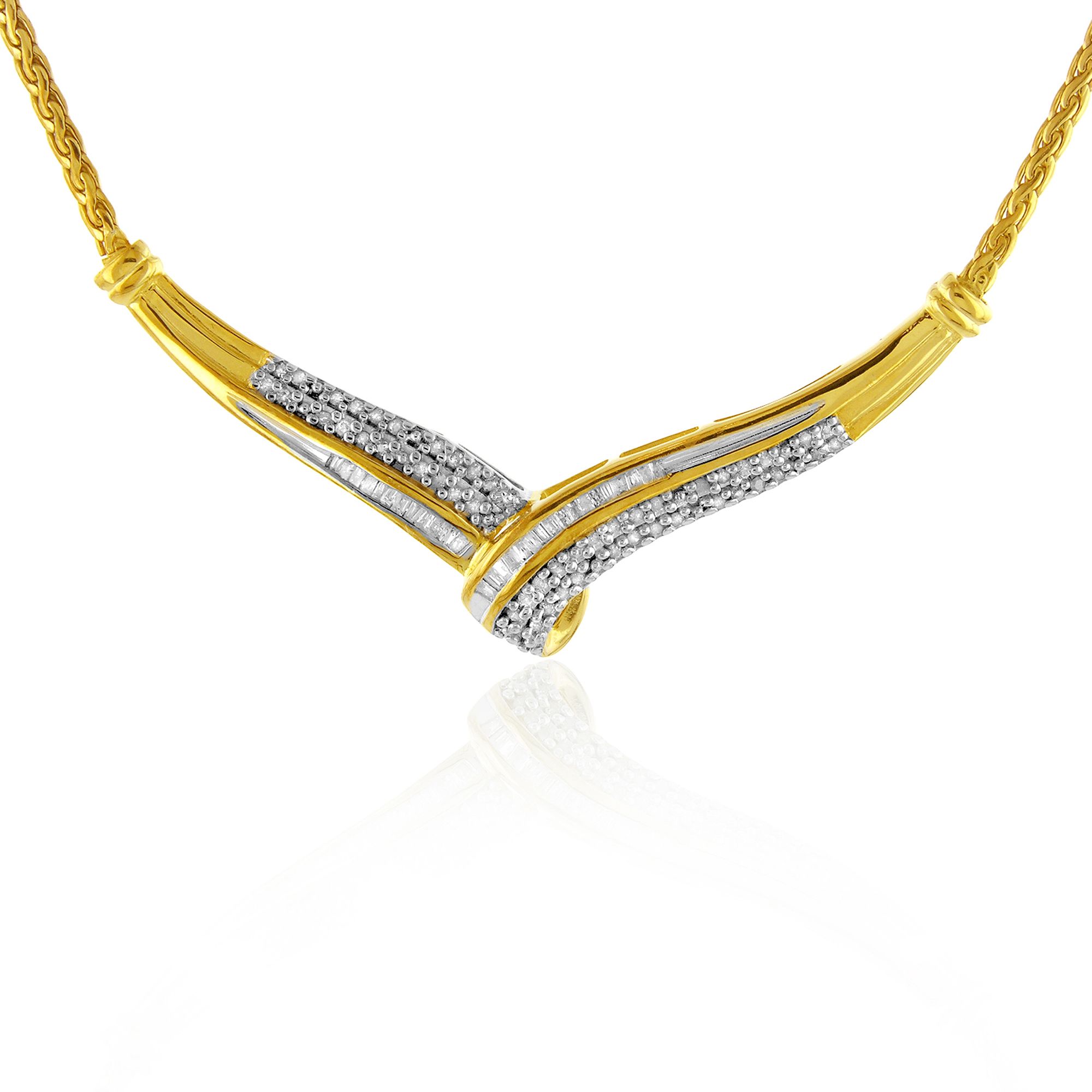 1/3 cttw Diamond Necklace 18kt Gold over Sterling Silver, White 1/3 cttw Diamond Necklace 18kt Gold over Sterling Silver, White