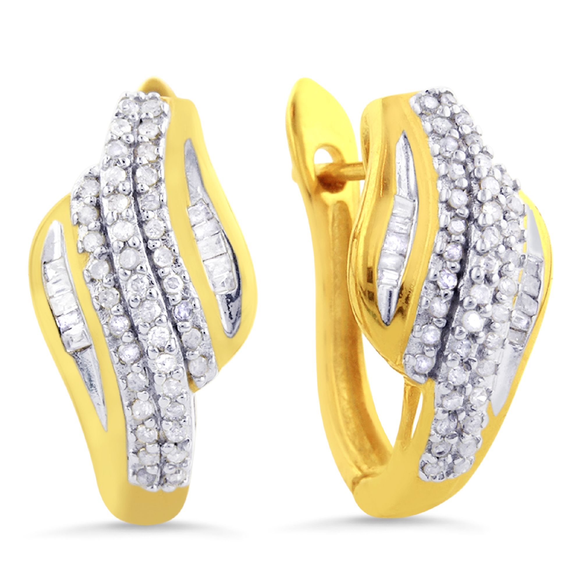 1/3 cttw Diamond Earrings 18kt Gold over Sterling Silver, Yellow 1/3 cttw Diamond Earrings 18kt Gold over Sterling Silver, Yellow