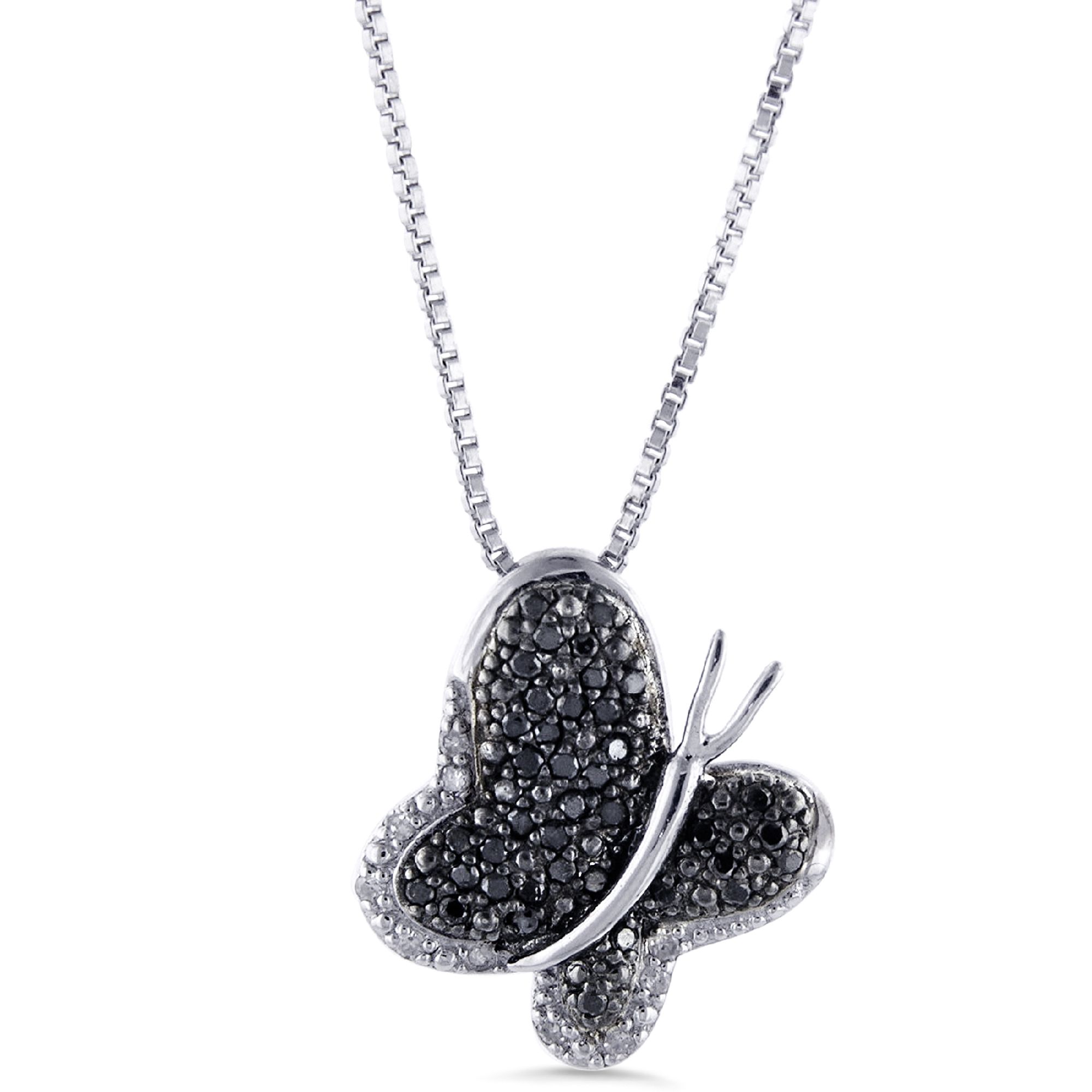 Sterling Silver With 1/4 cttw Black & White Diamond ...