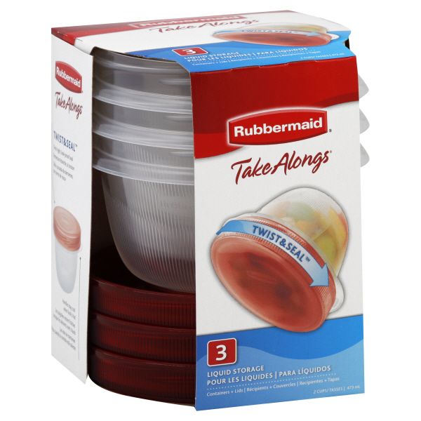Rubbermaid TakeAlongs Containers, Liquid Storage, 2 Cups, 3 containers