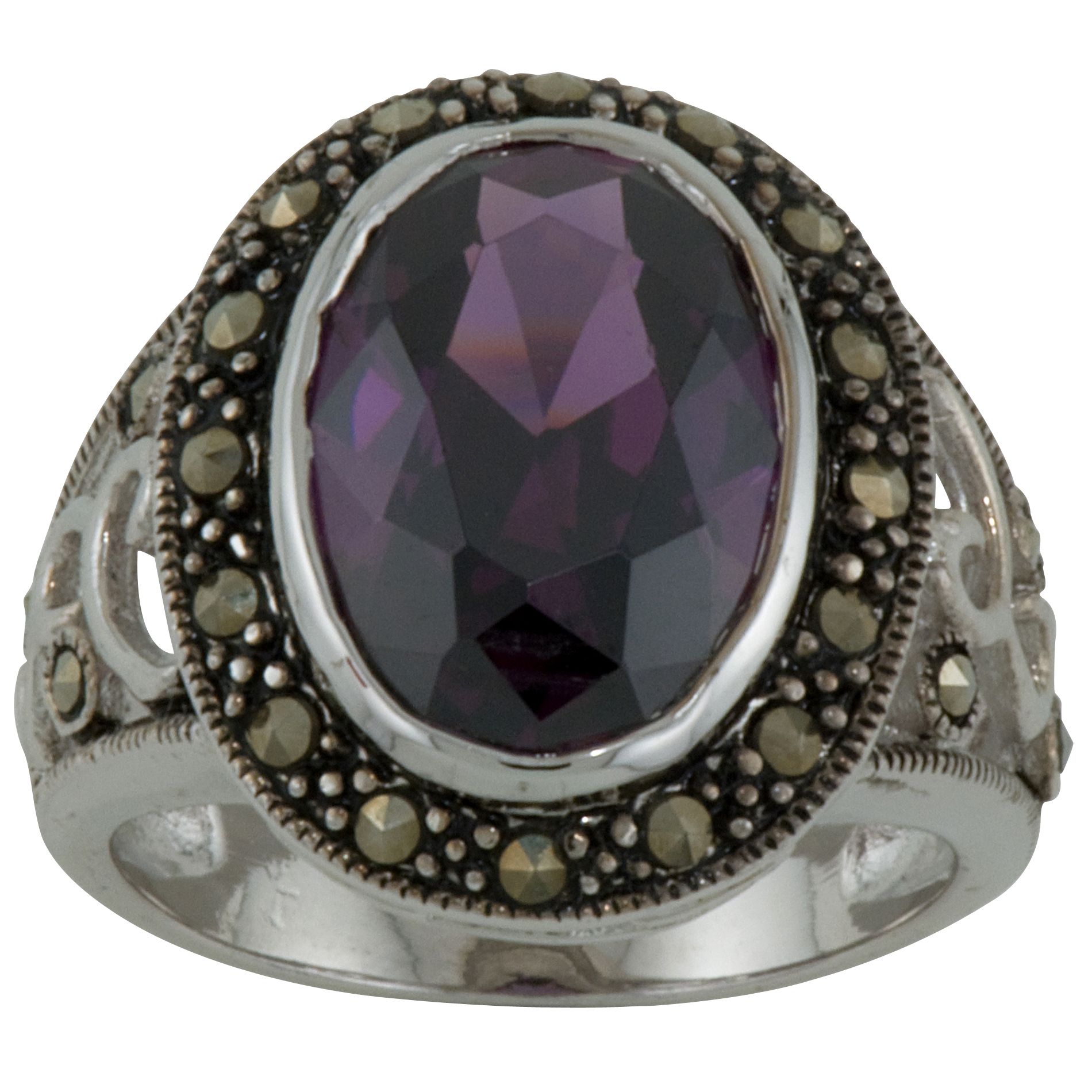 Sterling Silver Oval Marcasite Ring