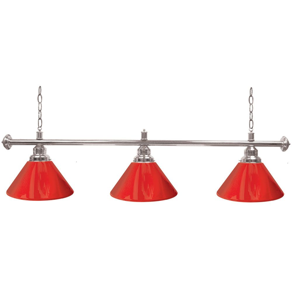 Trademark Premium 60 Inch 3 Shade Billiard Lamp Red and Silver