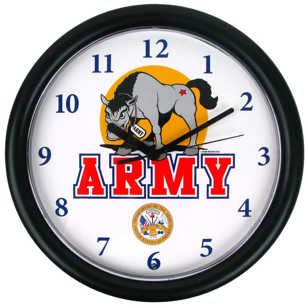 Trademark Deluxe Chiming US Army Clock Featuring Mule Mascot