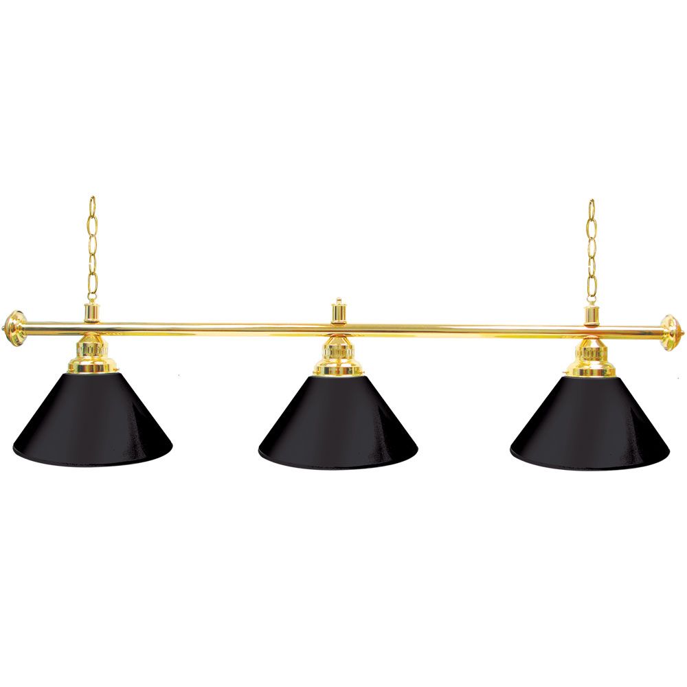 Trademark Premium 60 Inch 3 Shade Billiard Lamp Black and Gold