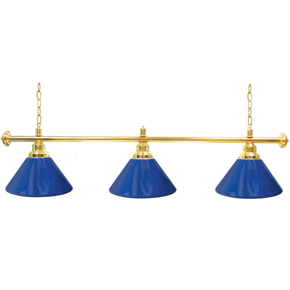 Trademark Premium 60 Inch 3 Shade Billiard Lamp Blue and Gold