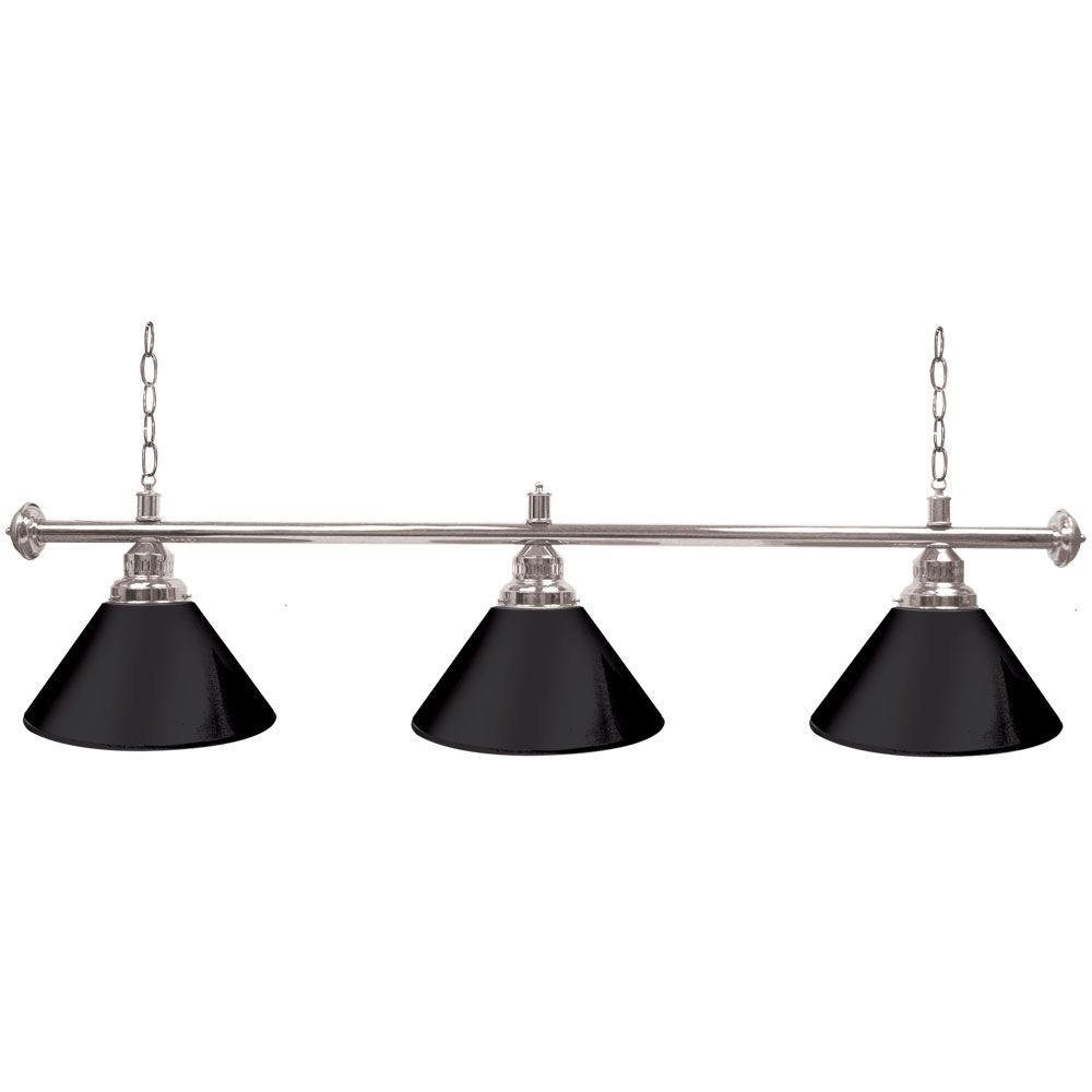 Trademark Premium 60 Inch 3 Shade Billiard Lamp Black and Silver