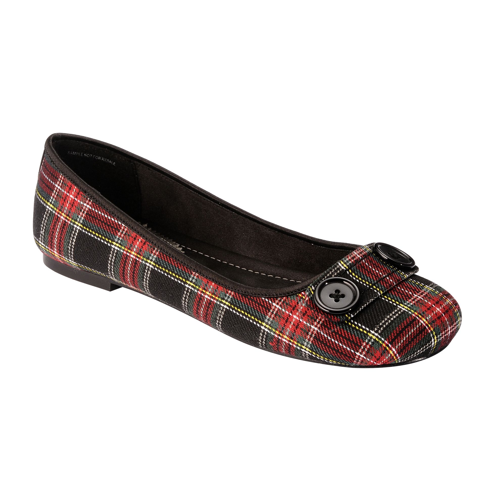 red plaid flat shoes