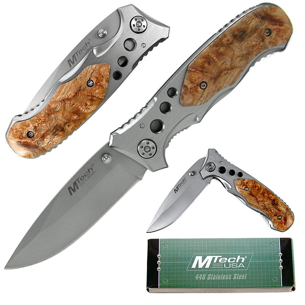 Whetstone Silver Folding Knife w/ Wood handle