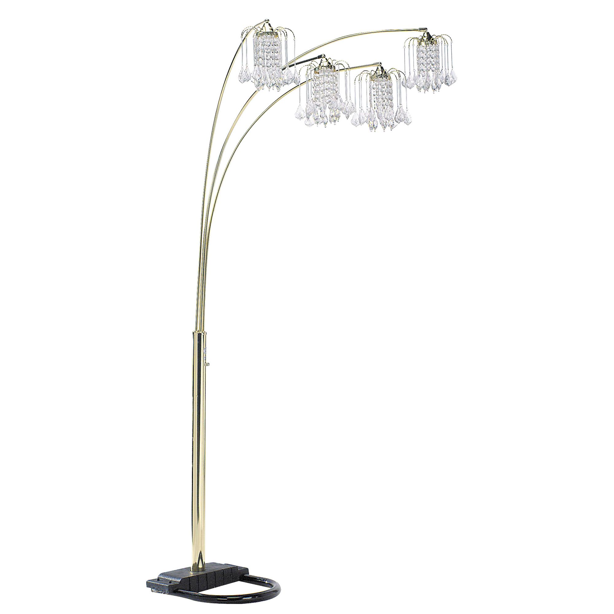 Ore Polished Brass&#45;Finish Floor Lamp with Crystal&#45;Like Shad